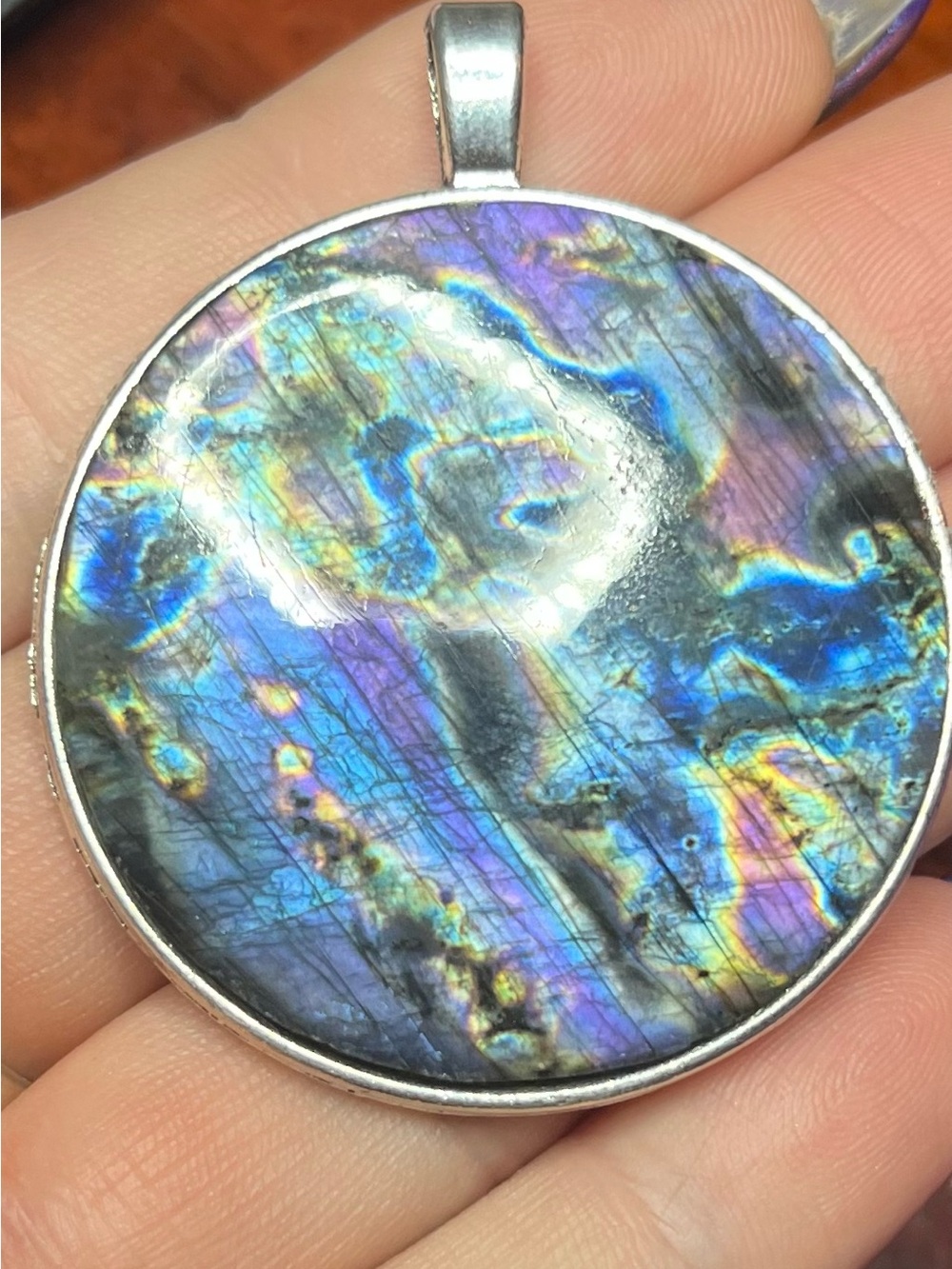 Purple Blue Spectrolite Labradorite 40mm Pendant for Necklace witchy